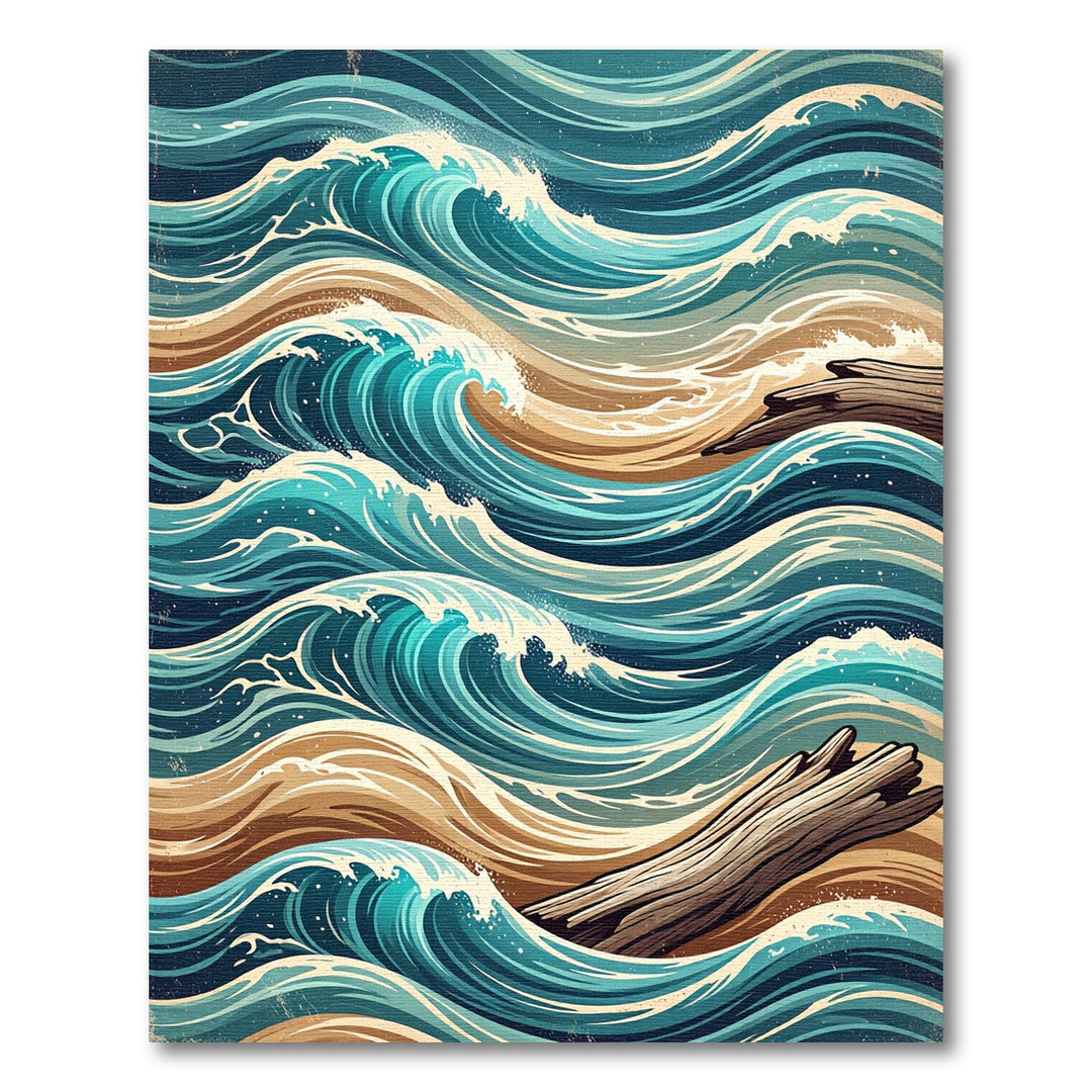 Ocean Waves Sand Wood Abstract Rug