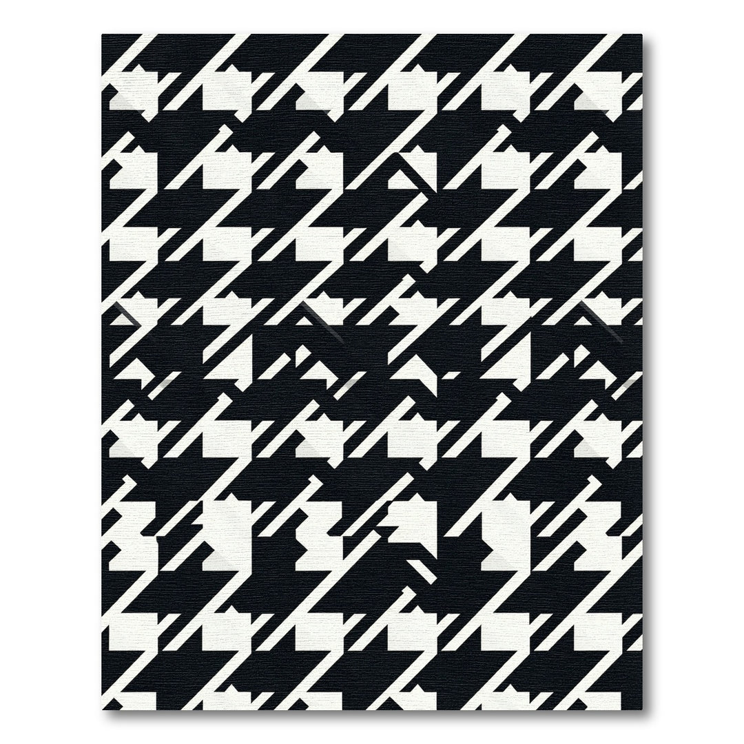 Black White Houndstooth Geometric Dash Rug
