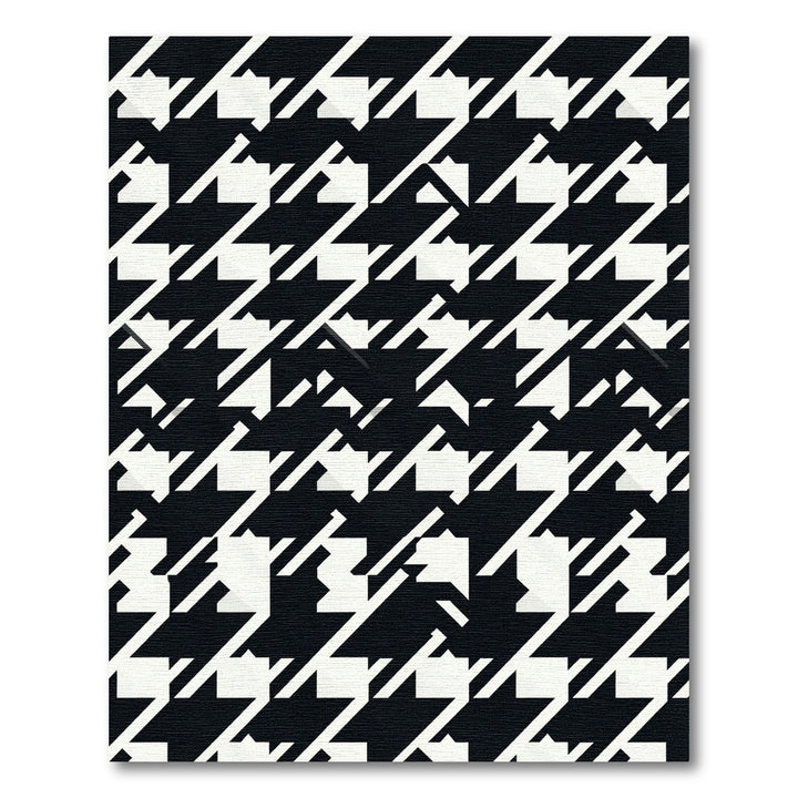 Black White Houndstooth Geometric Dash Rug