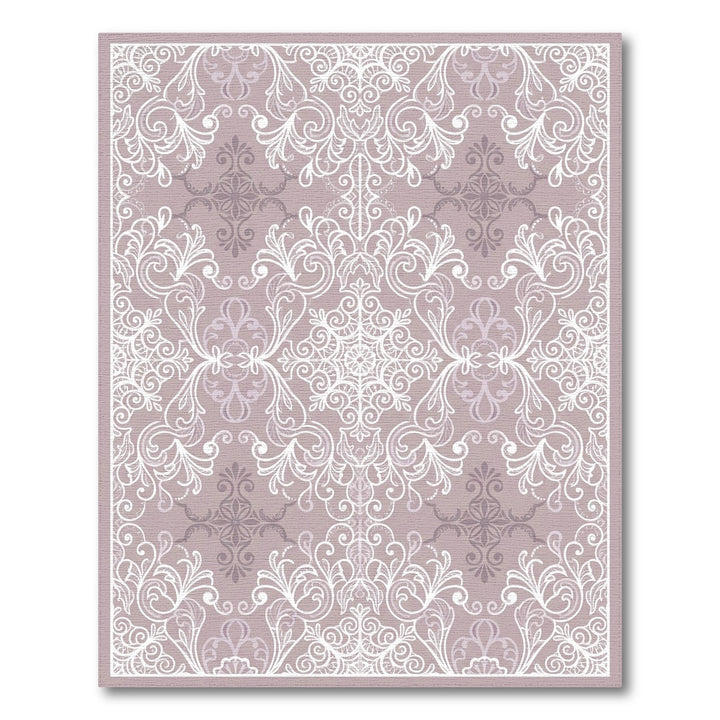 Dainty Lilac White Scrollwork Medallion Rug