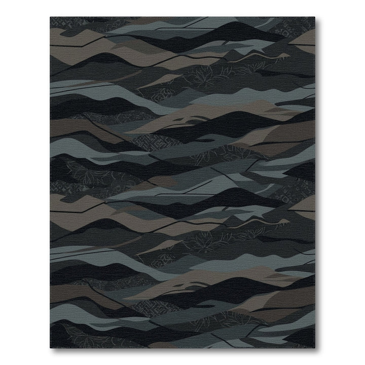 Dark Earthy Tone Layered Landscape Waves Rug