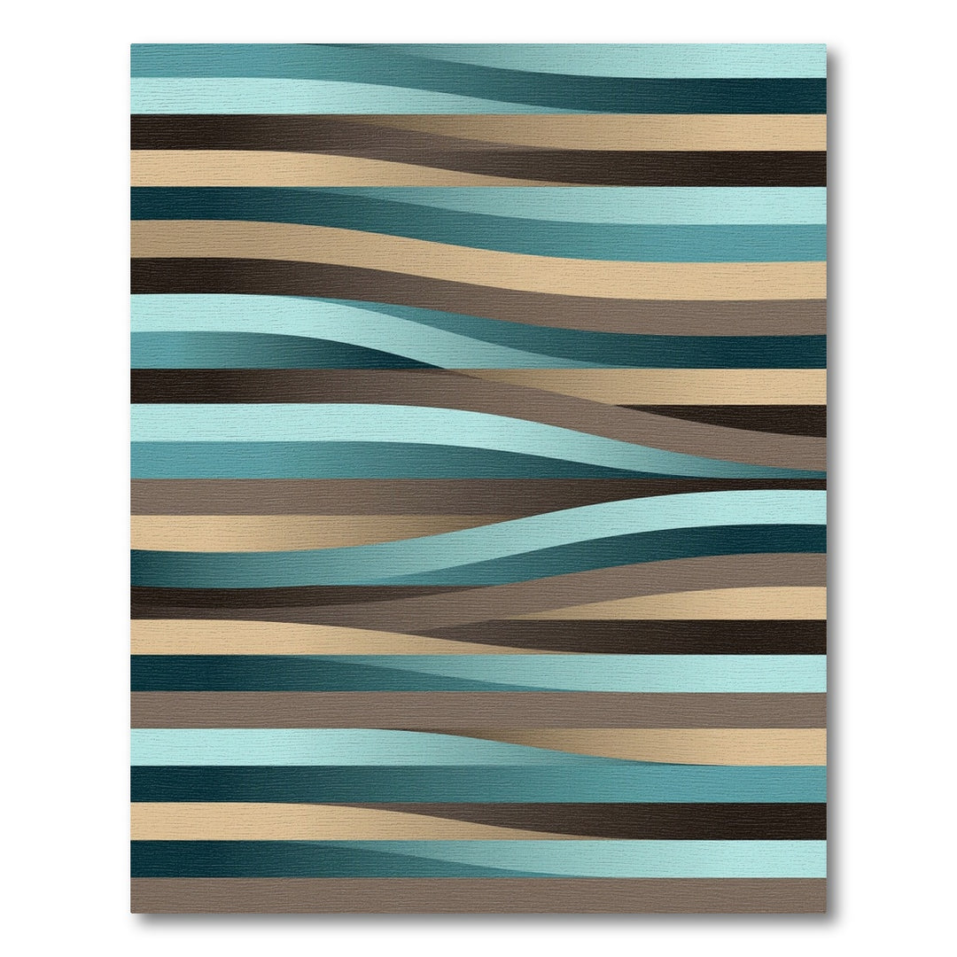 Abstract Teal Tan Brown Waves Rug