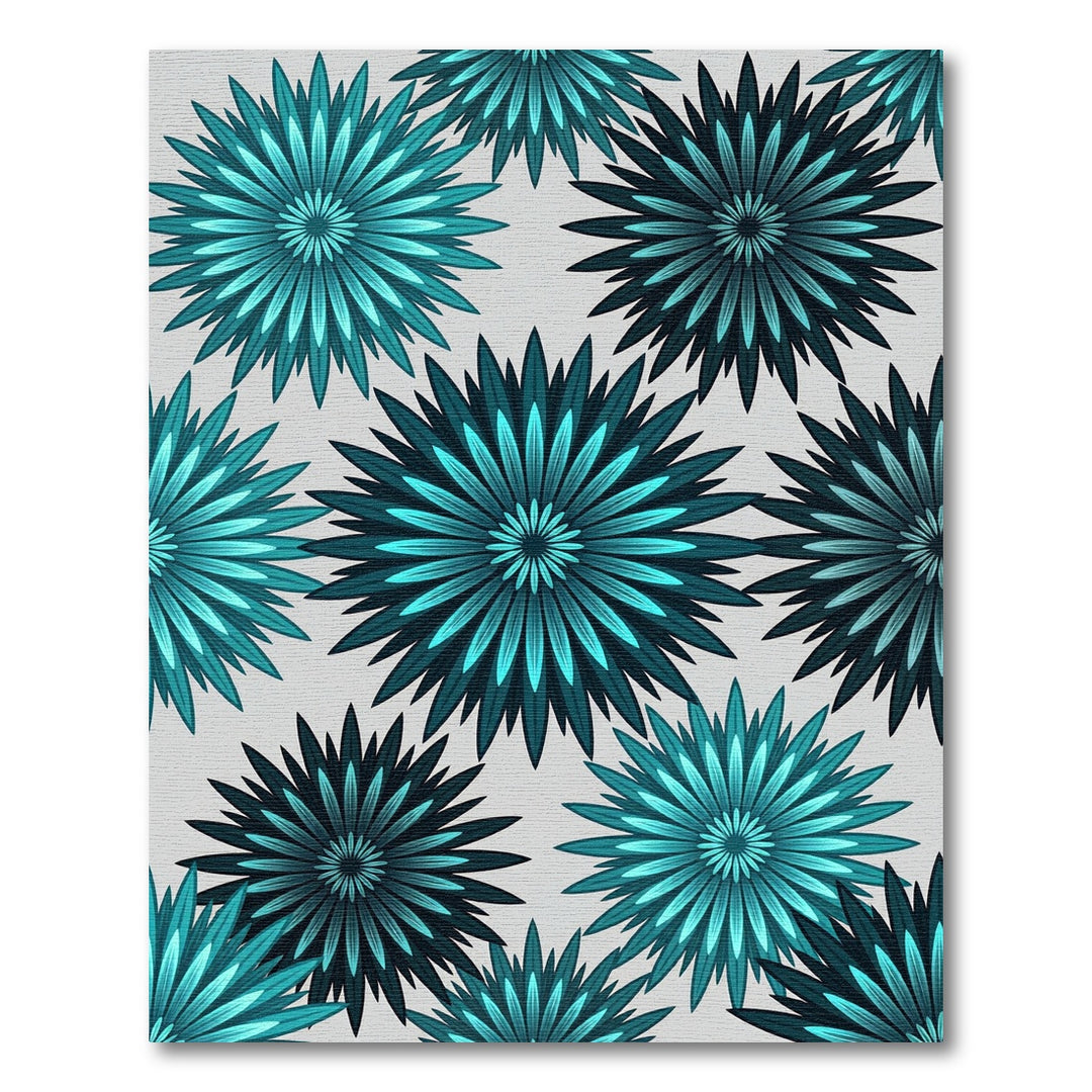 Teal Starburst Floral Rug