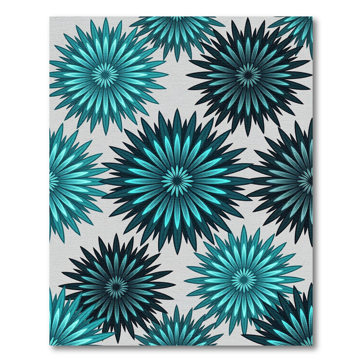 Teal Starburst Floral Rug