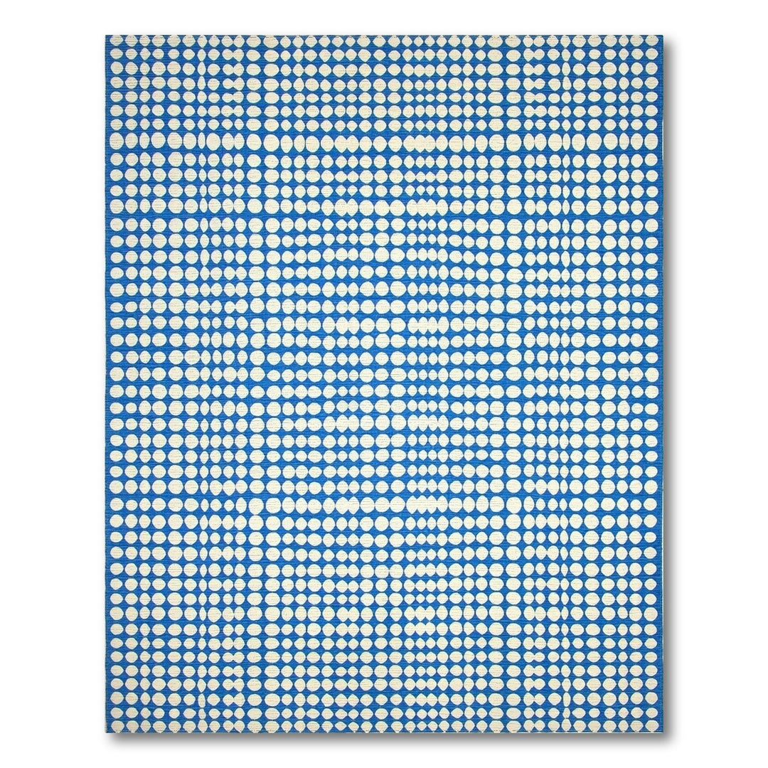 Blue Polka Dot Geometric Area Rug