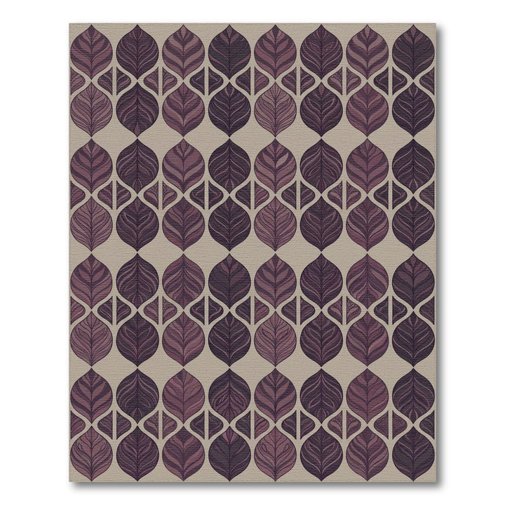 Deep Plum Leafy Intertwined Geometric Rug