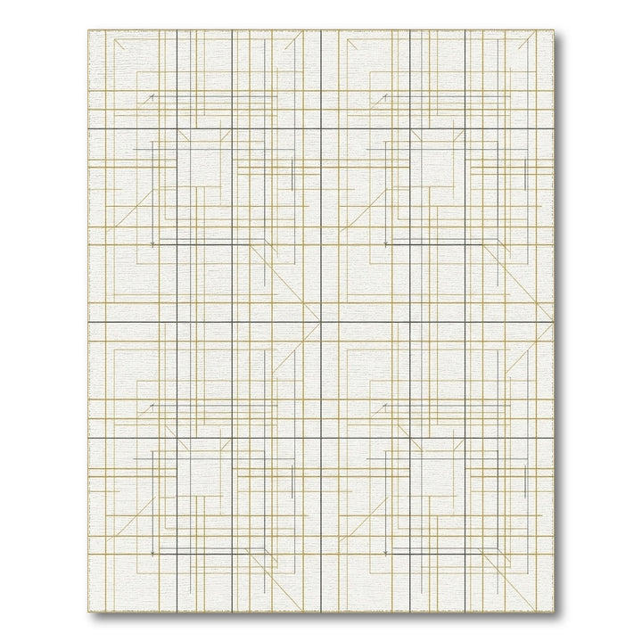 Geometric Gold And Black Network Rug