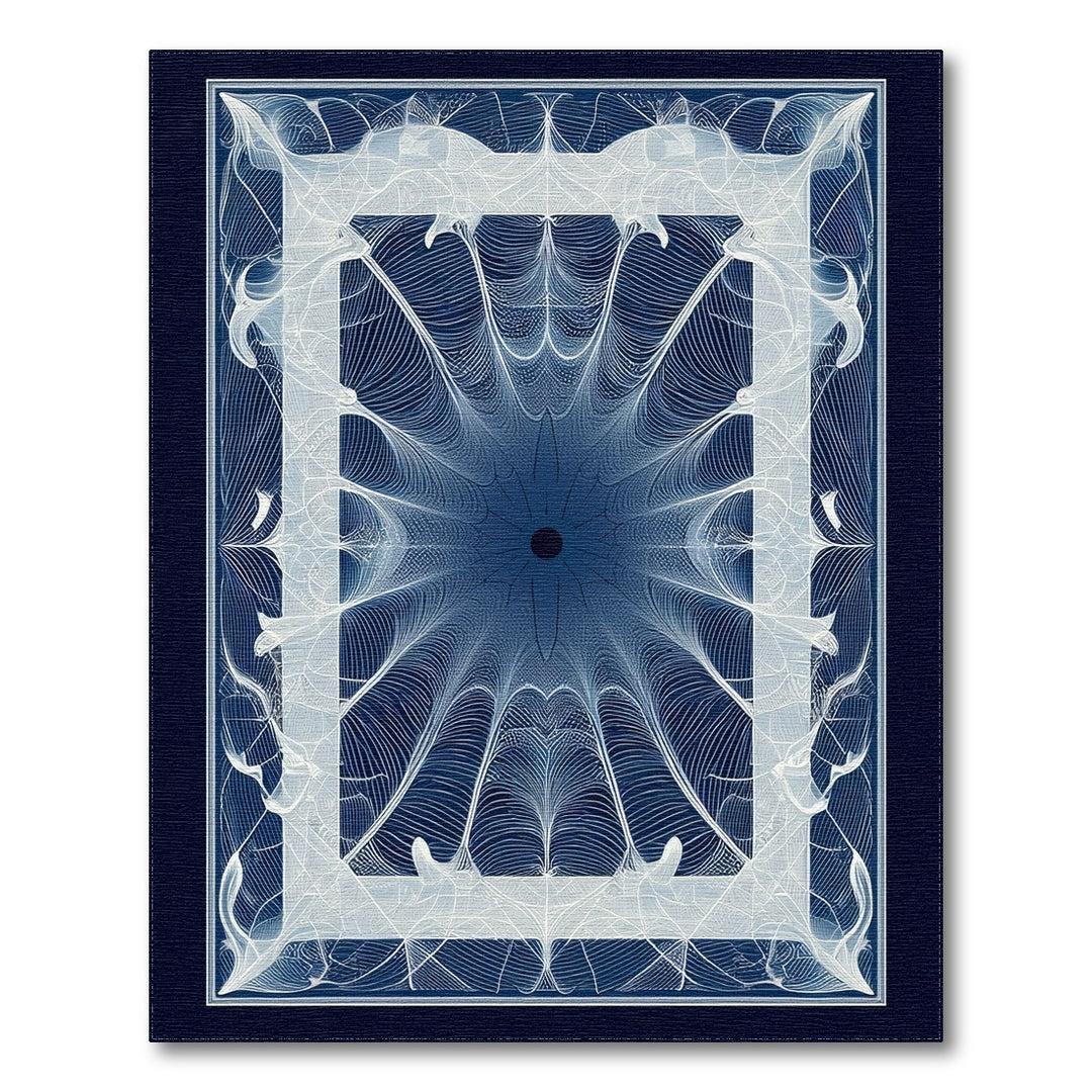 Blue Geometric Symmetry Area Rug