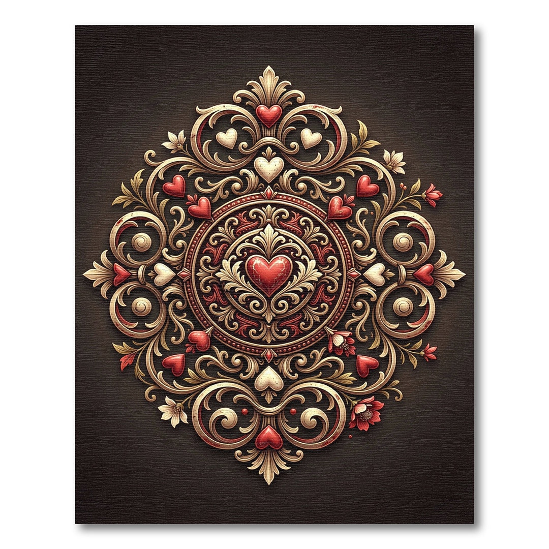 Gilded Heart Circle Mandala Rug