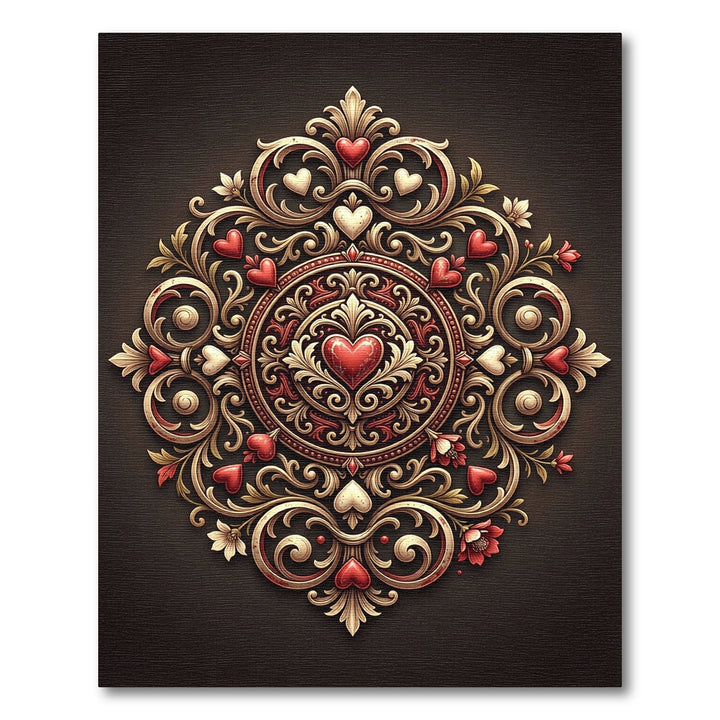 Gilded Heart Circle Mandala Rug