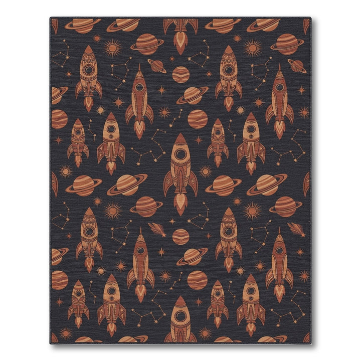 Retro Rocket Nebula Constellation Rug