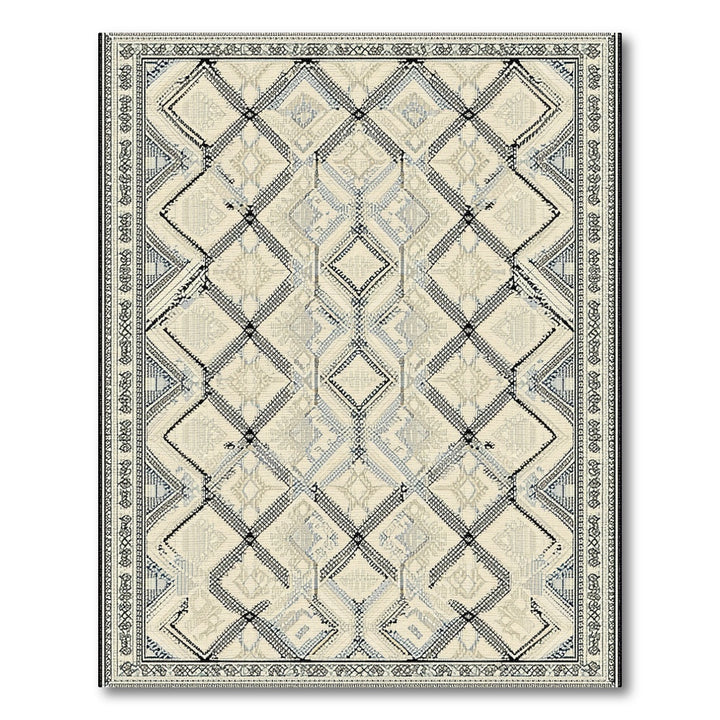 Beige Geometric Diamond Area Rug