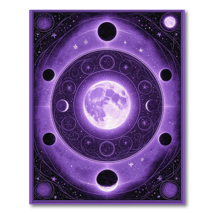 Geometric Modern Purple Celestial Moon Phase Area Rug