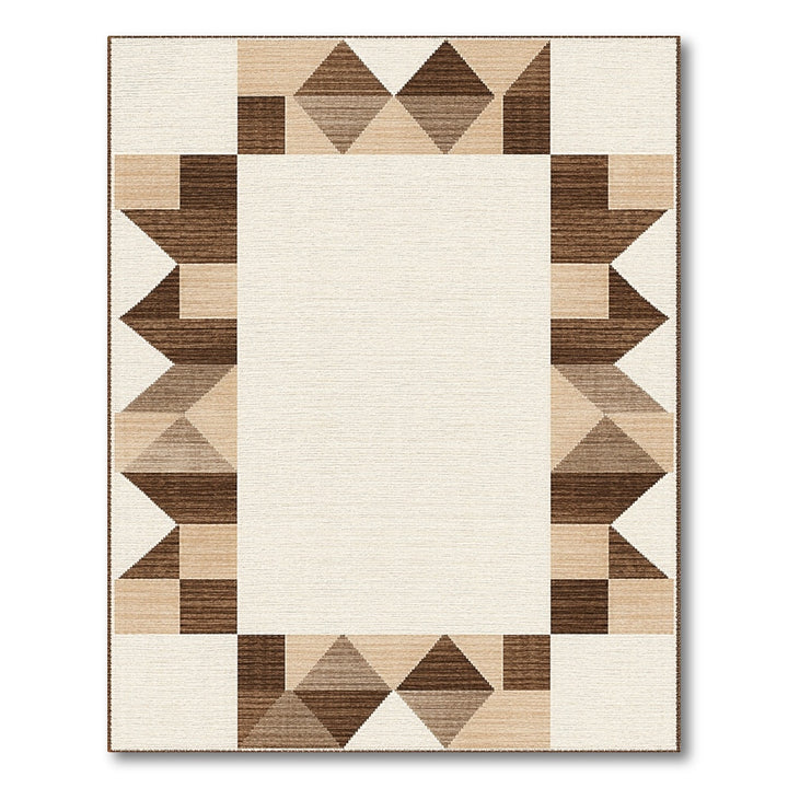 Geometric Brown Tan Border Area Rug