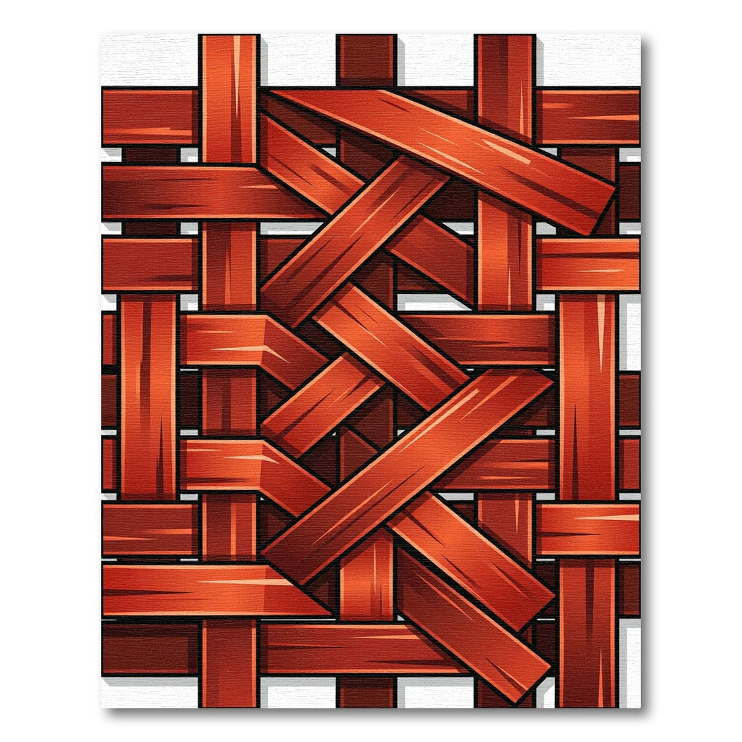 Rich Red Woven Plank Texture Rug