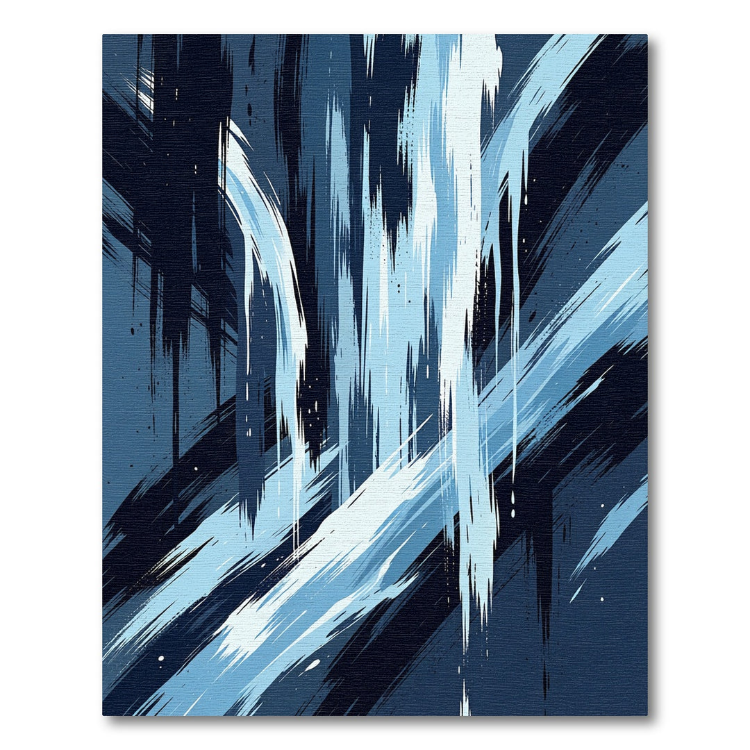Deep Blue Abstract Brush Stroke Rug
