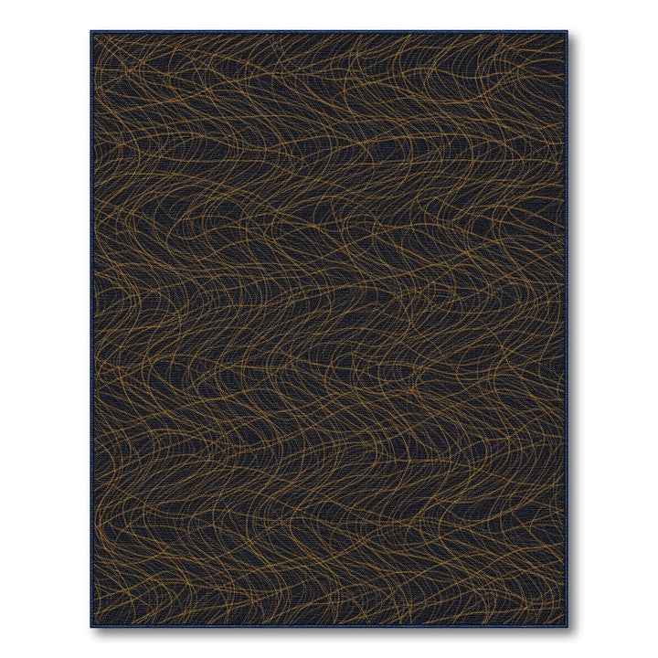Gold Swirl Abstract Black Area Rug