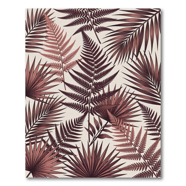 Deep Plum Fern Tropical Leaf Rug