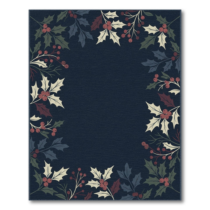 Winter Holly Berry Border Rug
