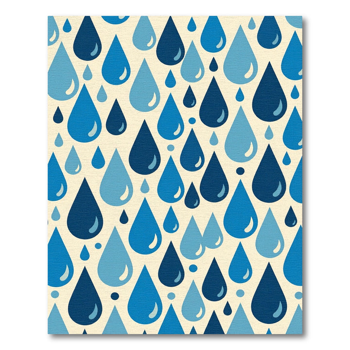 Blue Droplets Falling Rain Rug