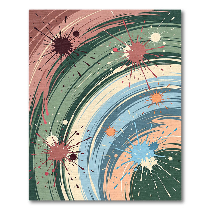 Vibrant Splatter Paint Swirl Rug