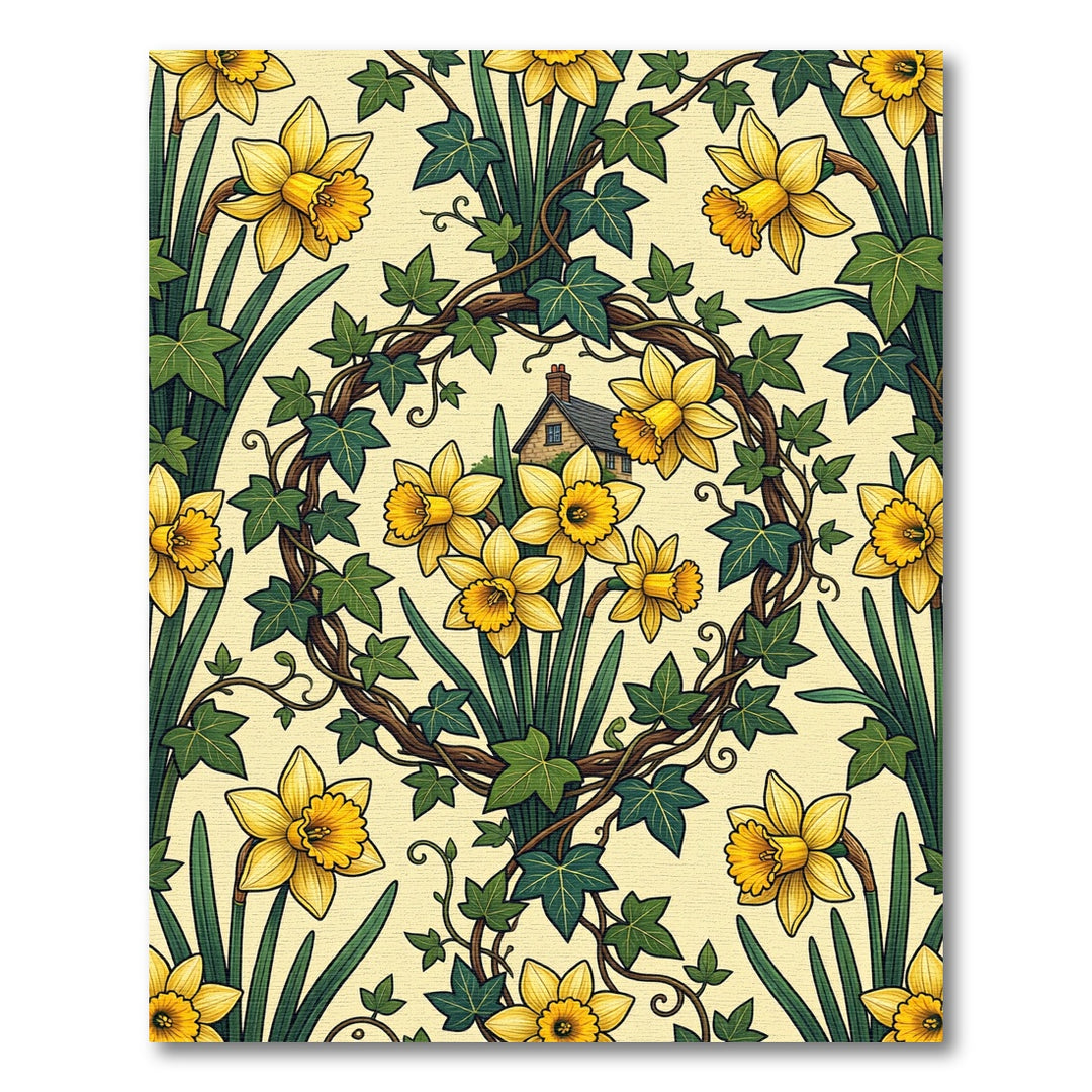 Art Nouveau Yellow Daffodil Ivy Home Rug