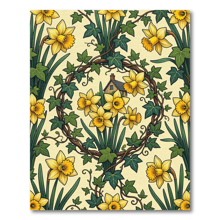 Art Nouveau Yellow Daffodil Ivy Home Rug