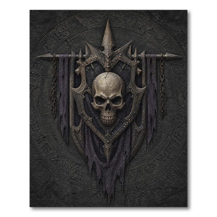 Gothic Skull Shield Grey Area Rug
