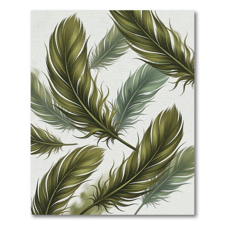 Elegant Olive Feathers Area Rug
