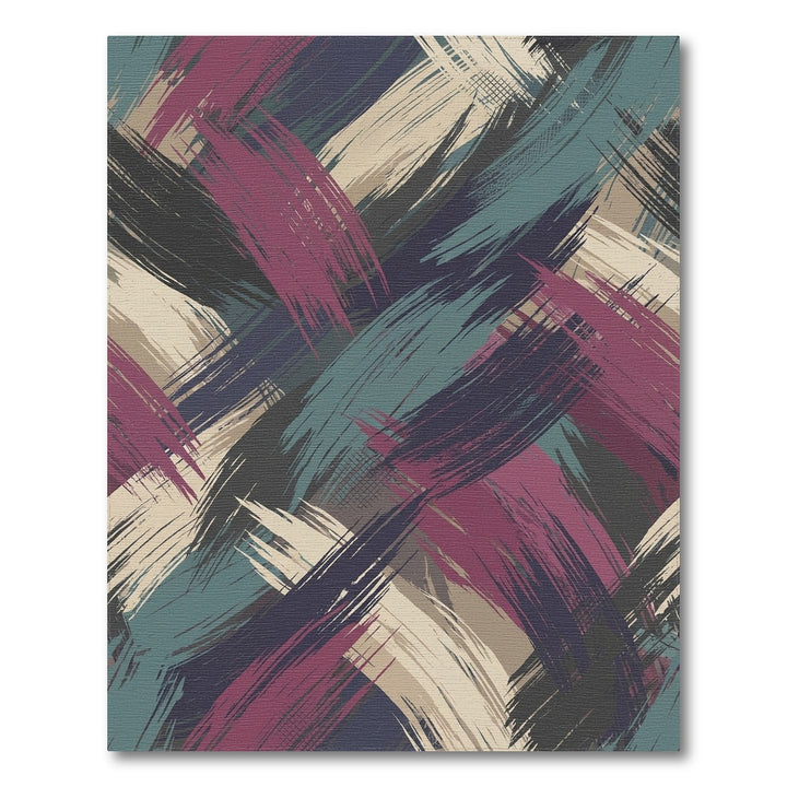 Bold Crimson Teal Brushstroke Abstract Rug