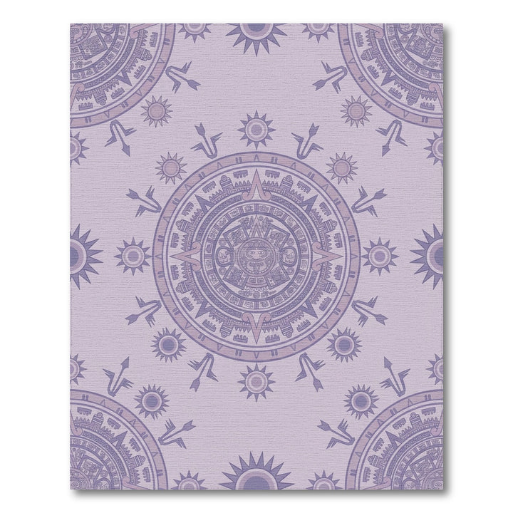 Lavender Aztec Sun Wheel Mandala Rug