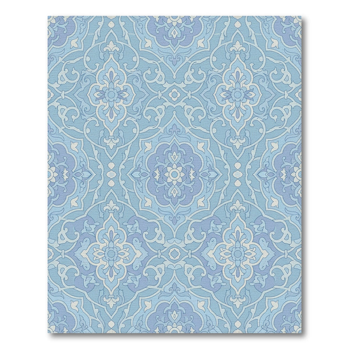Soft Blue Intricate Floral Medallion Rug