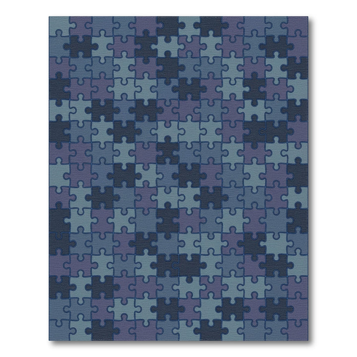 Cool Blue Jigsaw Illusion Rug