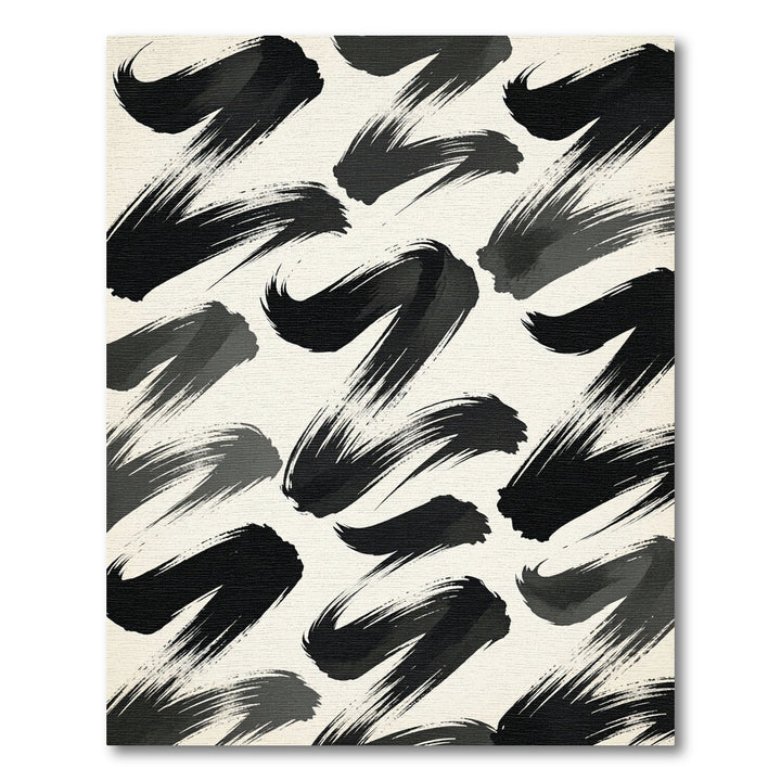Dynamic Black Brush Stroke Rug