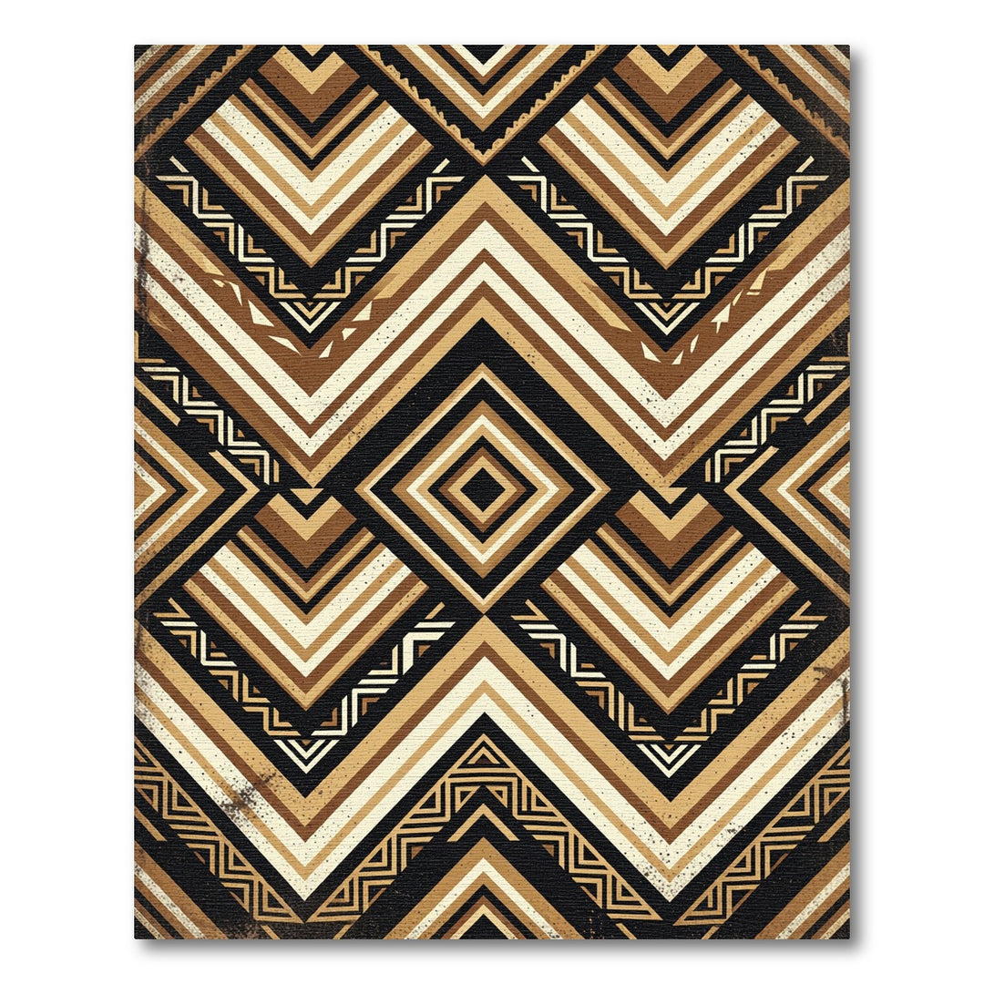 Geometric Brown and Cream Tribal Rug