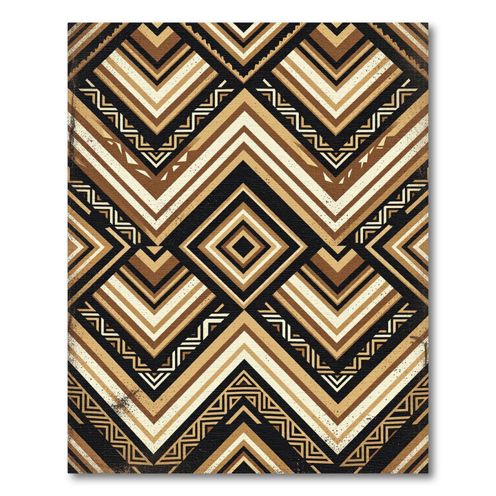 Geometric Brown and Cream Tribal Rug