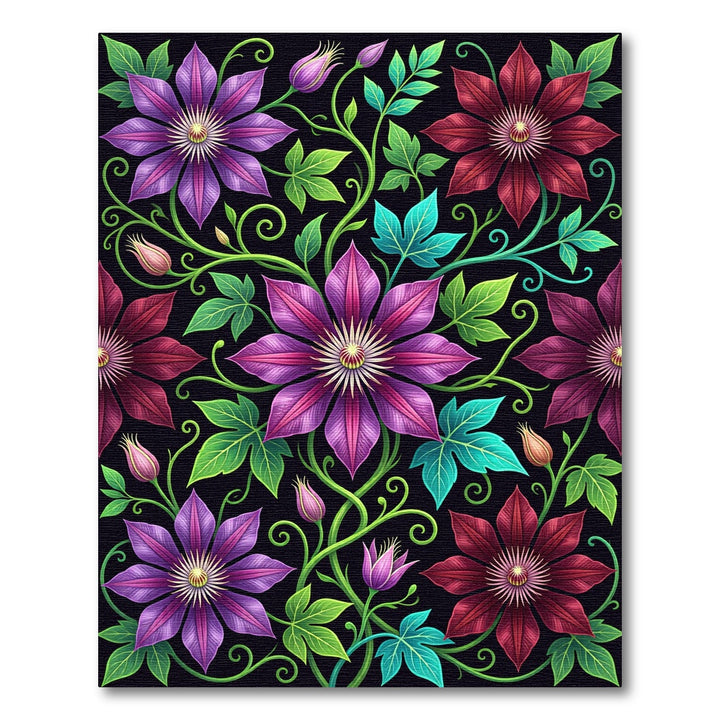 Vibrant Purple Burgundy Floral Swirl Rug