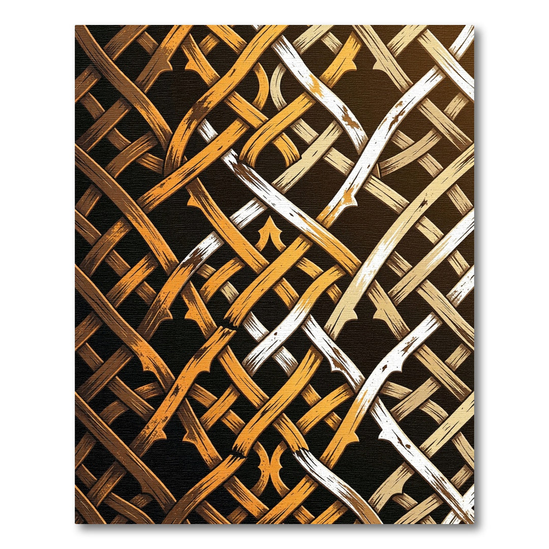 Rustic Interwoven Wood Lattice Rug