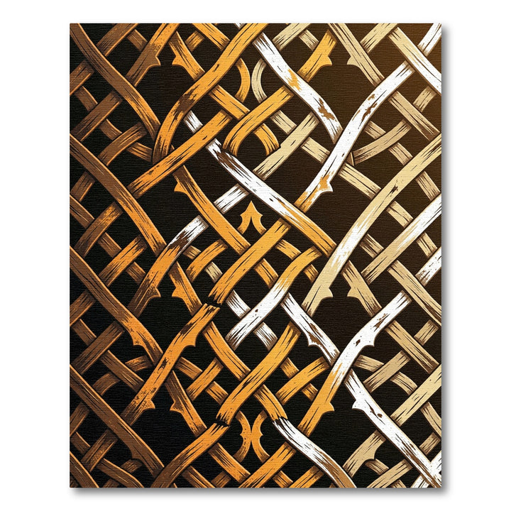 Rustic Interwoven Wood Lattice Rug