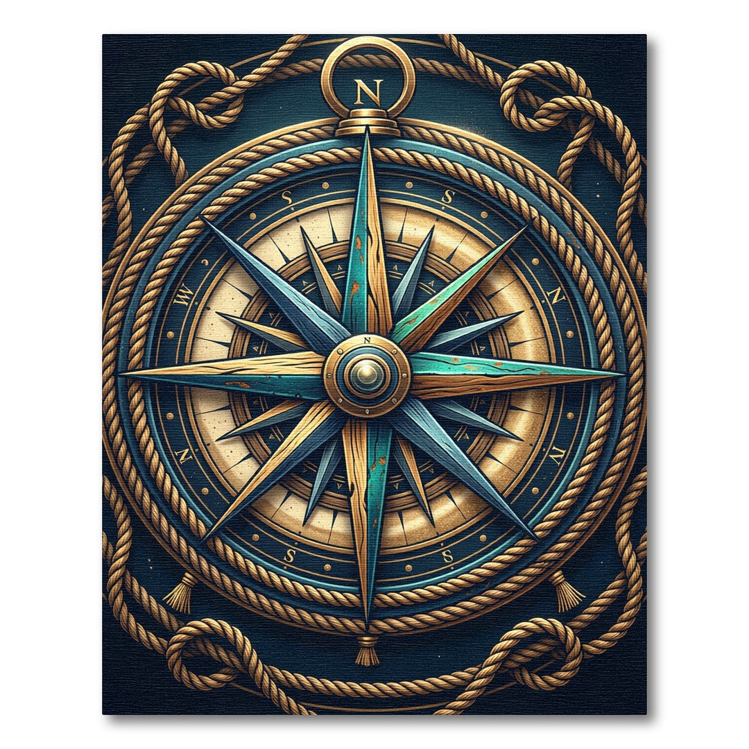 Nautical Compass Rose Rope Rug
