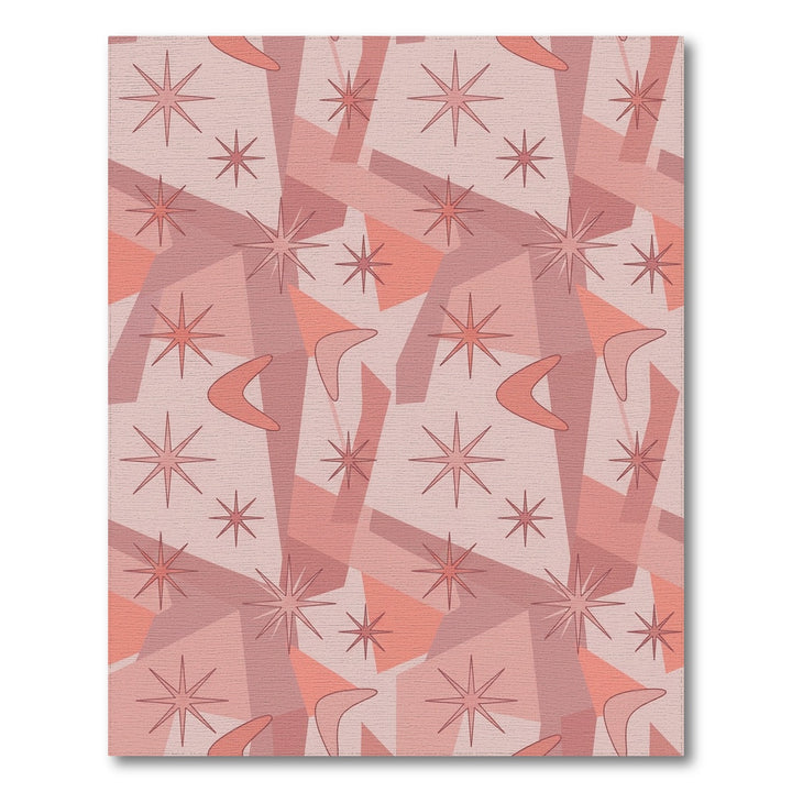 Mid Century Pink Star Boomerang Rug