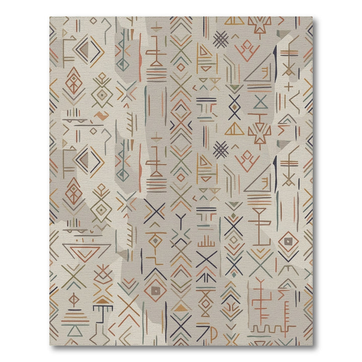 Neutral Earth Geometric Symbols Rug