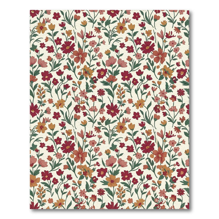 Crimson Orange Floral Blossom Field Rug