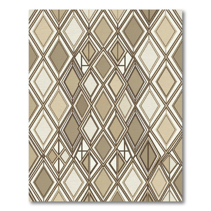 Geometric Diamond Brown Beige Rug