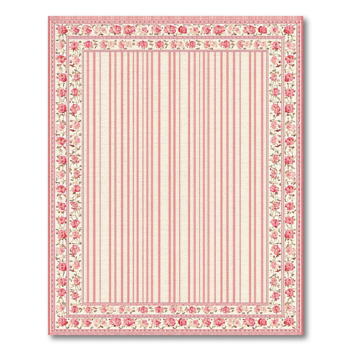 Pink Floral Vintage Striped Area Rug