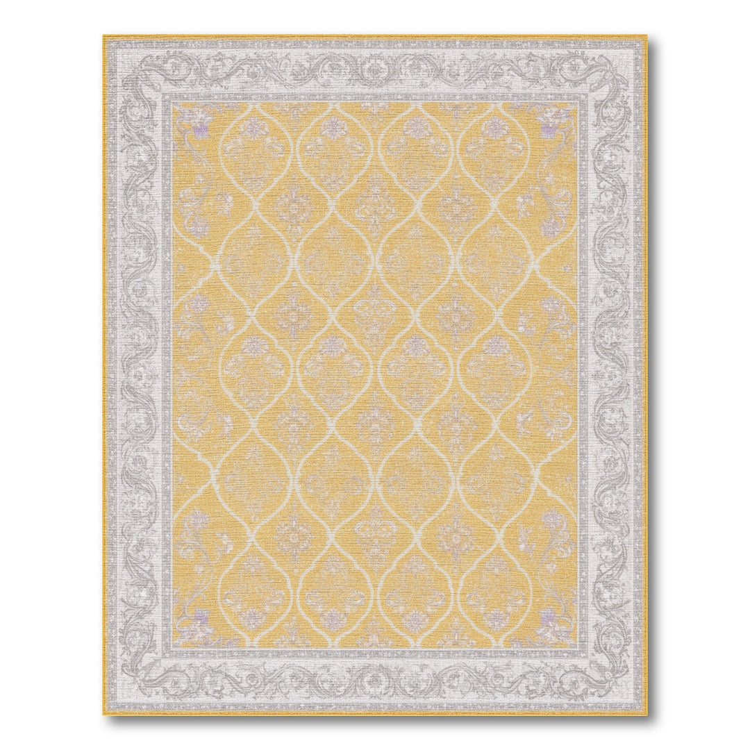 Yellow Floral Vintage Area Rug