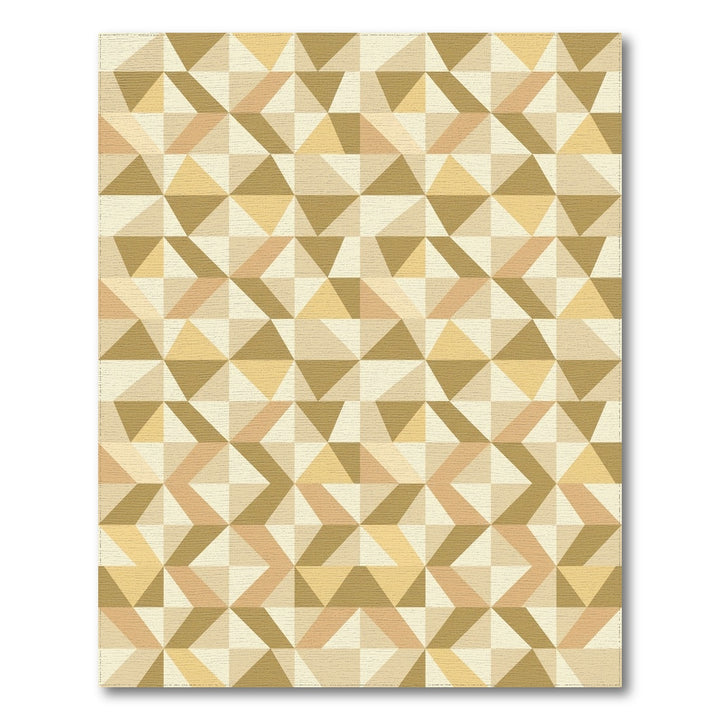 Golden Brown Geometric Triangle Cluster Rug