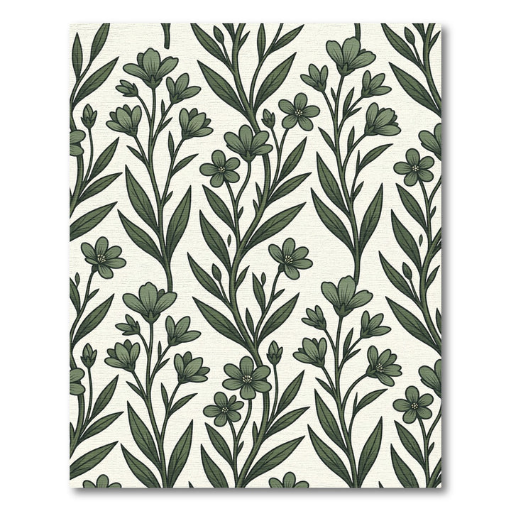 Green Floral Botanical Illustration Rug