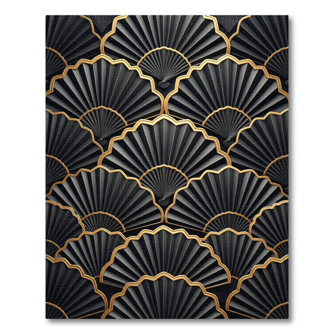 Black Gold Art Deco Fan Rug
