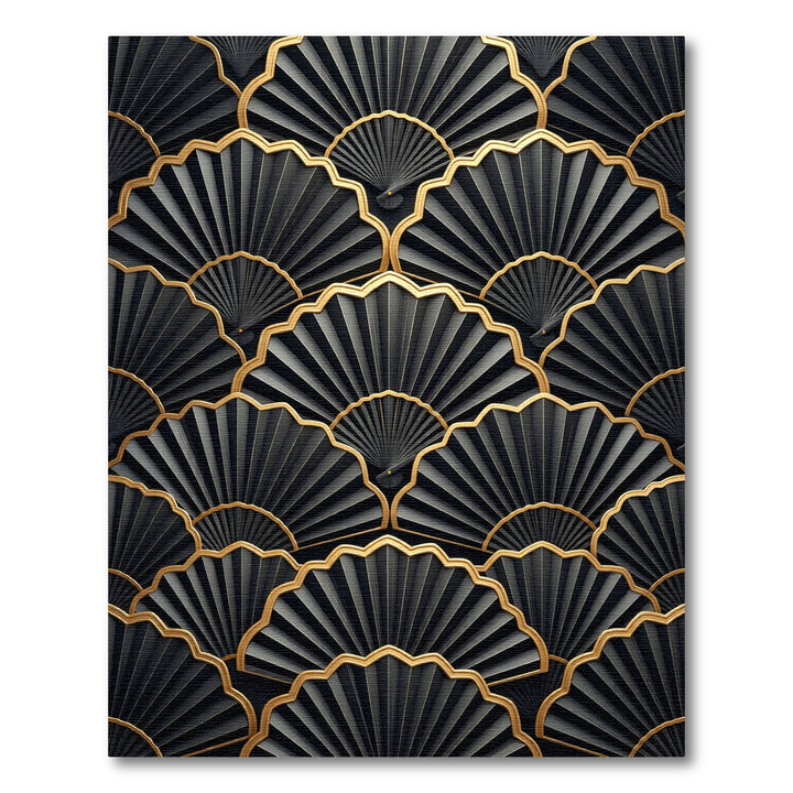Black Gold Art Deco Fan Rug